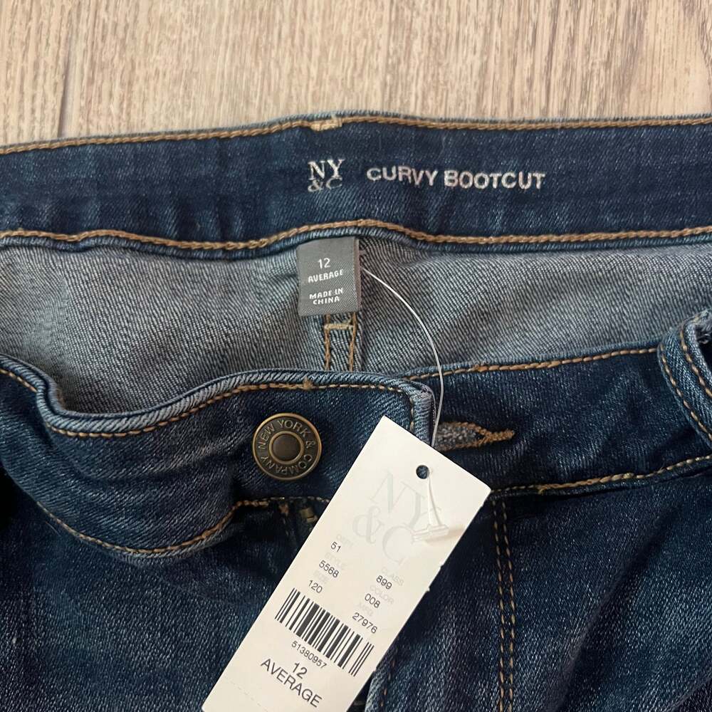 New York & Company Dark Blue Curvy Bootcut Jeans
